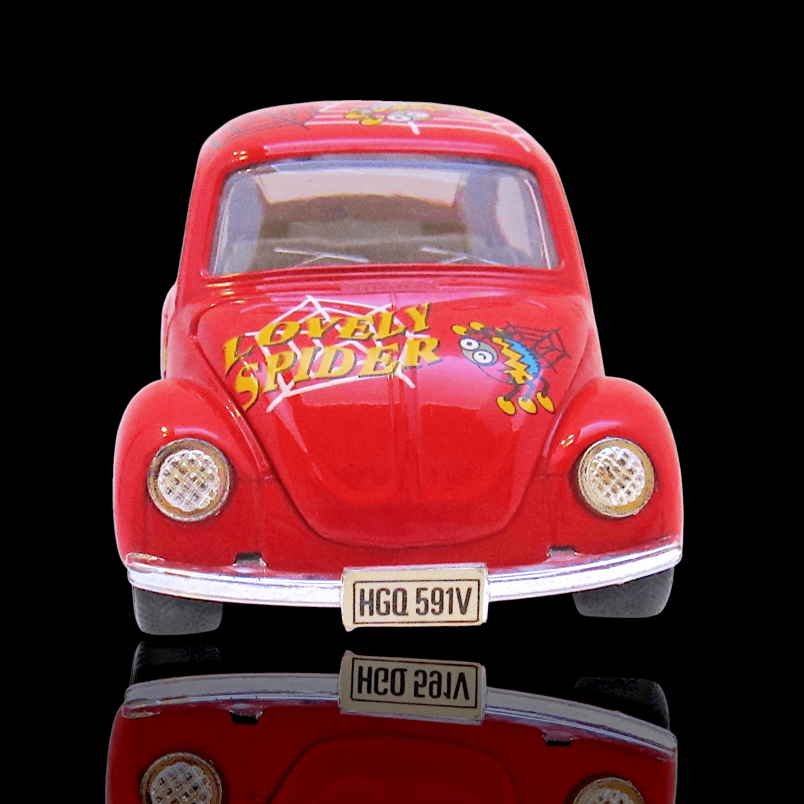 VW Beetle "LOVELY SPIDER" ~ Red ~ Diecast 1:32 ~ Pull Back Car ~ Toy - Thumbnail 4