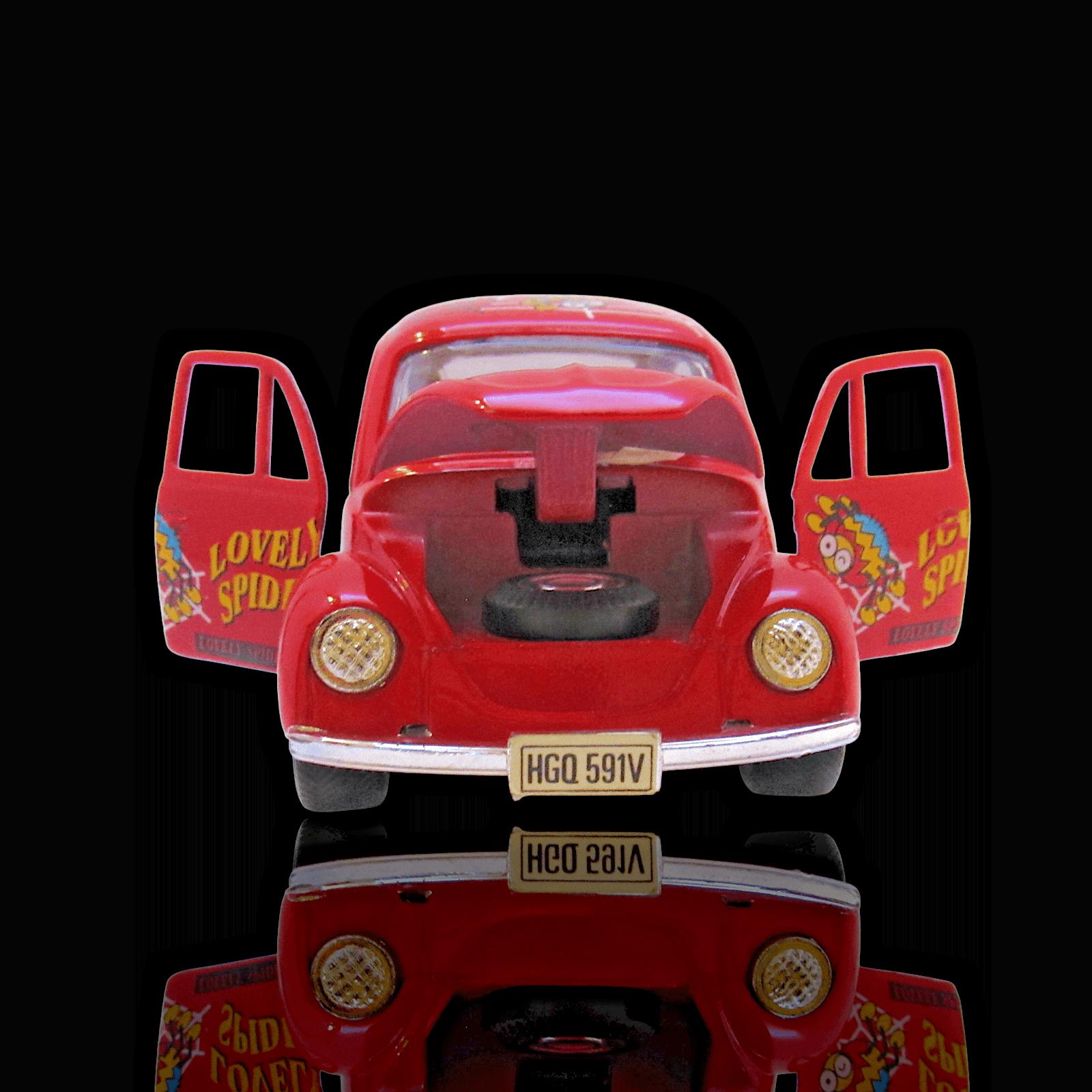 VW Beetle "LOVELY SPIDER" ~ Red ~ Diecast 1:32 ~ Pull Back Car ~ Toy - Thumbnail 9