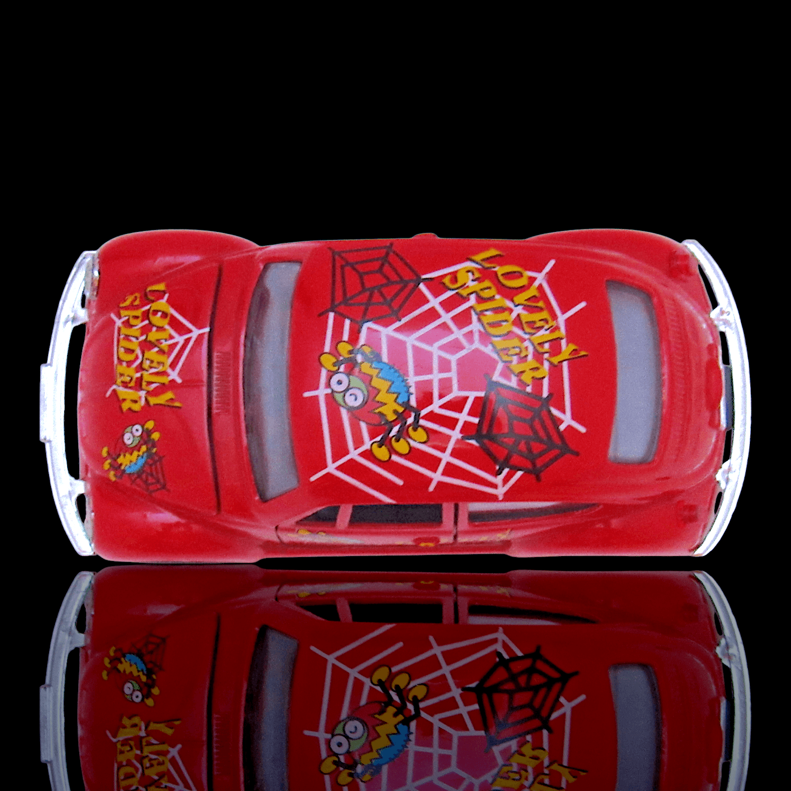 VW Beetle "LOVELY SPIDER" ~ Red ~ Diecast 1:32 ~ Pull Back Car ~ Toy - Thumbnail 3