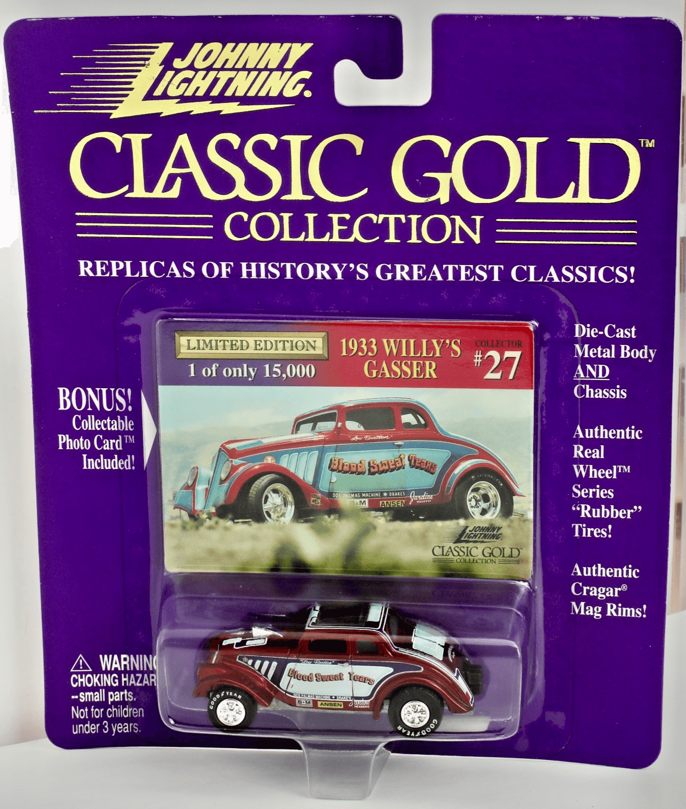 Johnny Lightning Classic Gold w/Photo Card ~ 1933 Willy's Gasser Ltd. Ed. #27