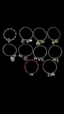 Alex & Ani Bracelet Lot Of 10 Silver & Gold Tone Expandable Bangles With Charms - Thumbnail 11