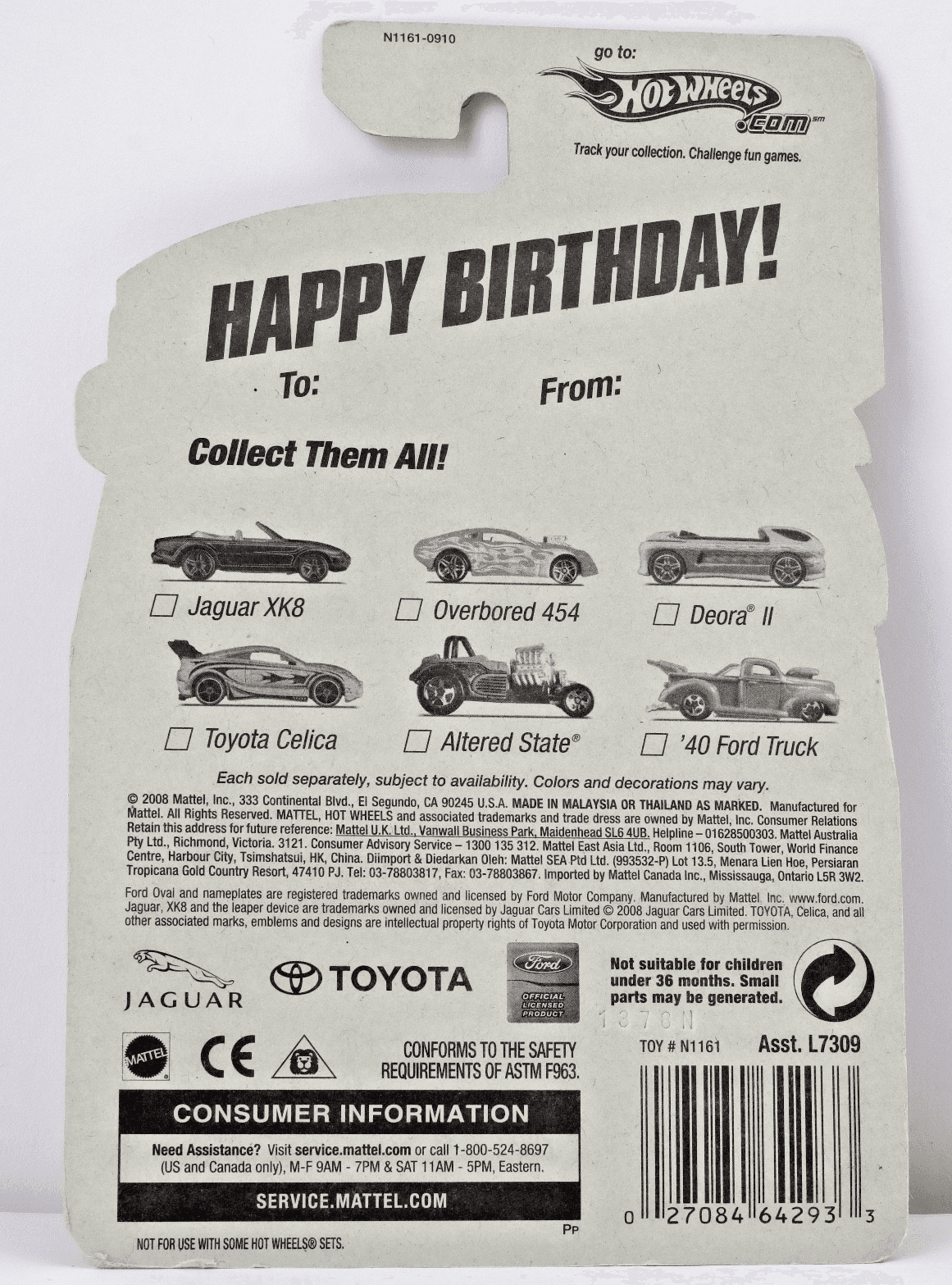 2008 Hot Wheels ~ Happy Birthday ~ JAGUAR XK8 ~ Black Gold Wheels 1:64 Diecast - Thumbnail 3