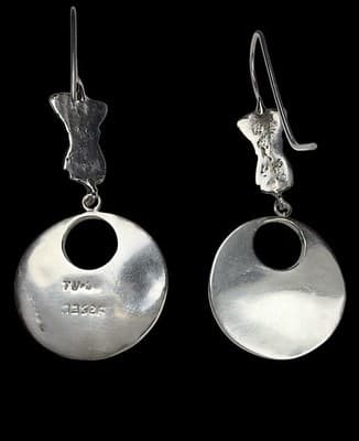 Vintage Taxco Mexico 925 Sterling Silver Turquoise Inlay Dangle Earrings - Thumbnail 4