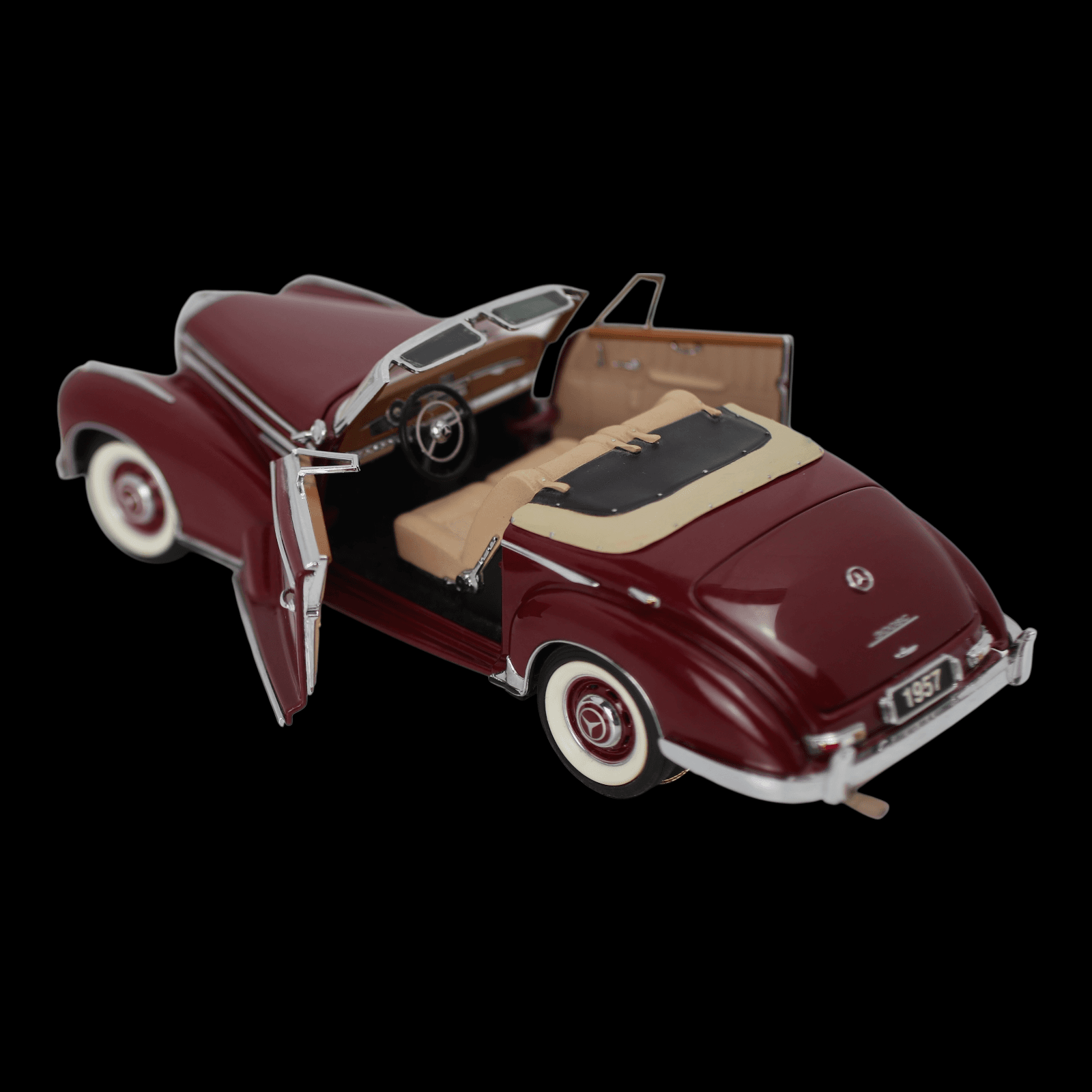 Franklin Mint 1957 Mercedes-Benz 300SC Cabriolet ~ 1:24 Diecast Car ~ Maroon - Thumbnail 13