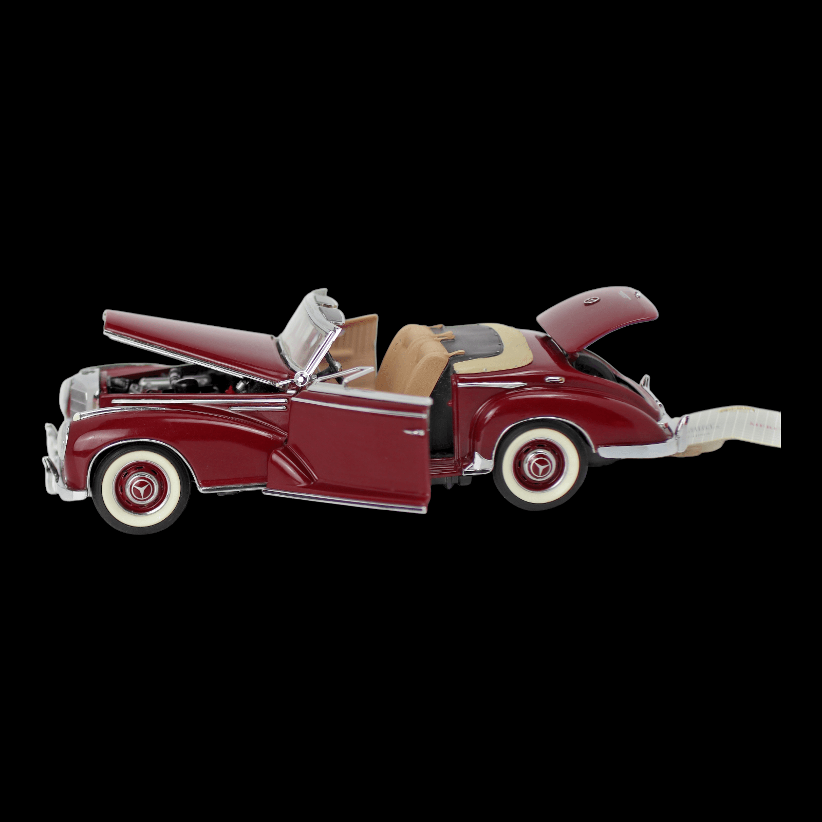 Franklin Mint 1957 Mercedes-Benz 300SC Cabriolet ~ 1:24 Diecast Car ~ Maroon - Thumbnail 4
