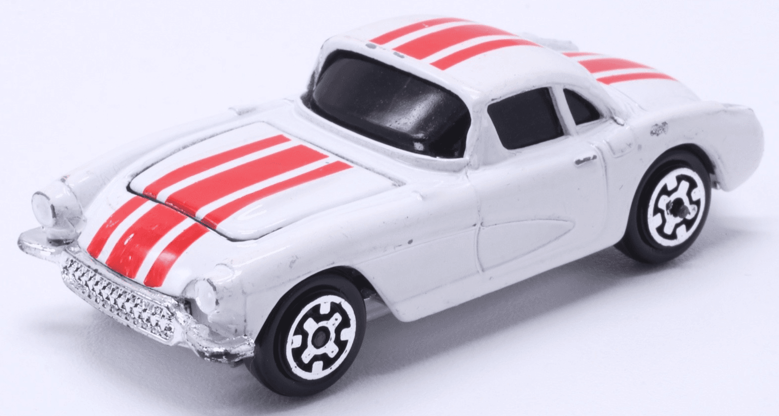 VINTAGE Kidco 1957 CHEVROLET CORVETTE ~ White Red Stripes 1:64 Diecast HK - Thumbnail 2