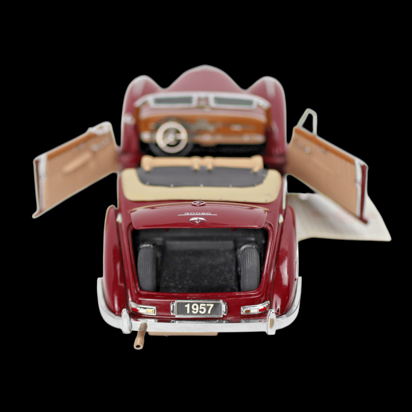 Franklin Mint 1957 Mercedes-Benz 300SC Cabriolet ~ 1:24 Diecast Car ~ Maroon - Thumbnail 3