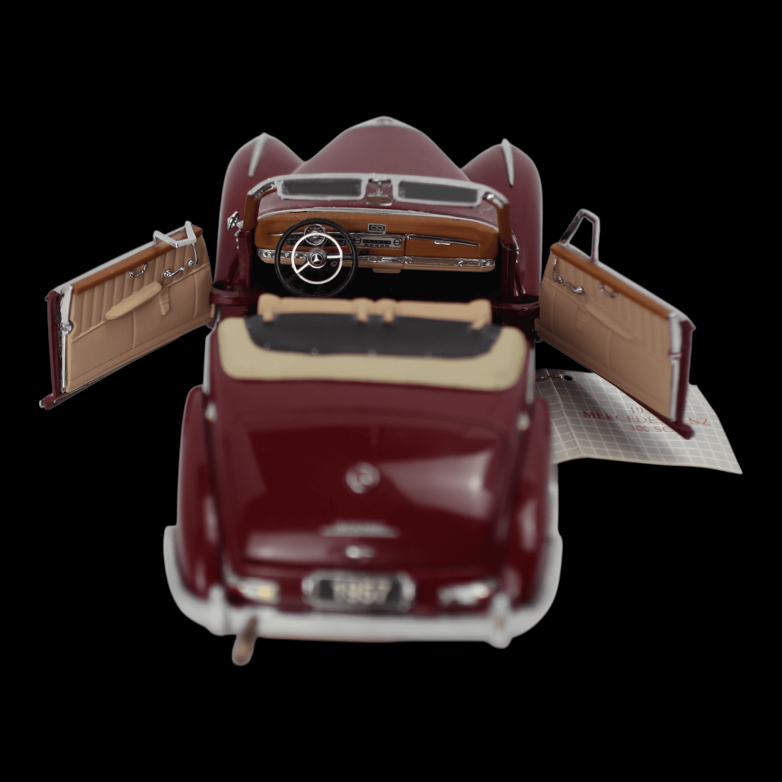 Franklin Mint 1957 Mercedes-Benz 300SC Cabriolet ~ 1:24 Diecast Car ~ Maroon - Thumbnail 14