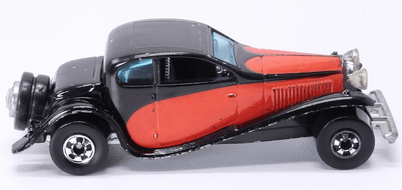 VINTAGE 1980 Hot Wheels 1937 BUGATTI ~ Black Red 1:64 Blackwall Diecast HK - Thumbnail 3