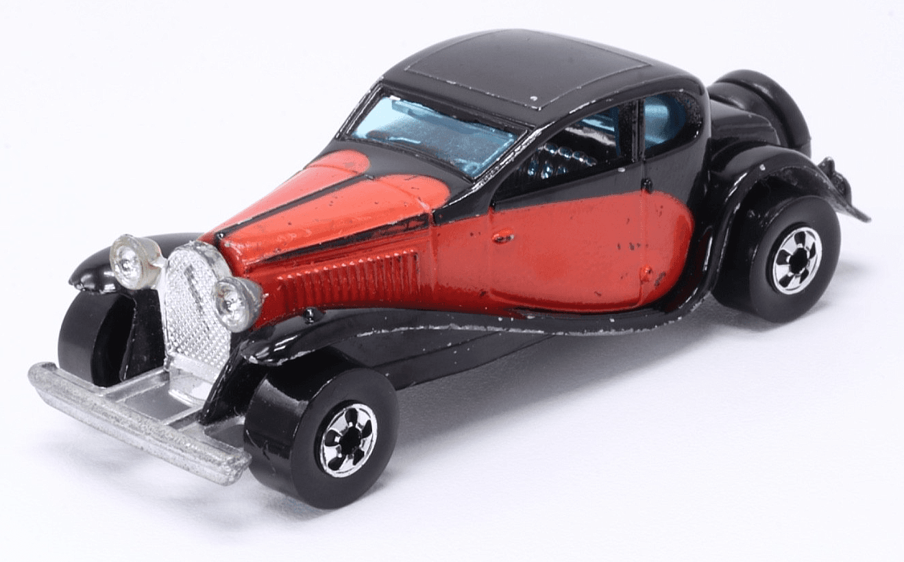 VINTAGE 1980 Hot Wheels 1937 BUGATTI ~ Black Red 1:64 Blackwall Diecast HK - Thumbnail 2