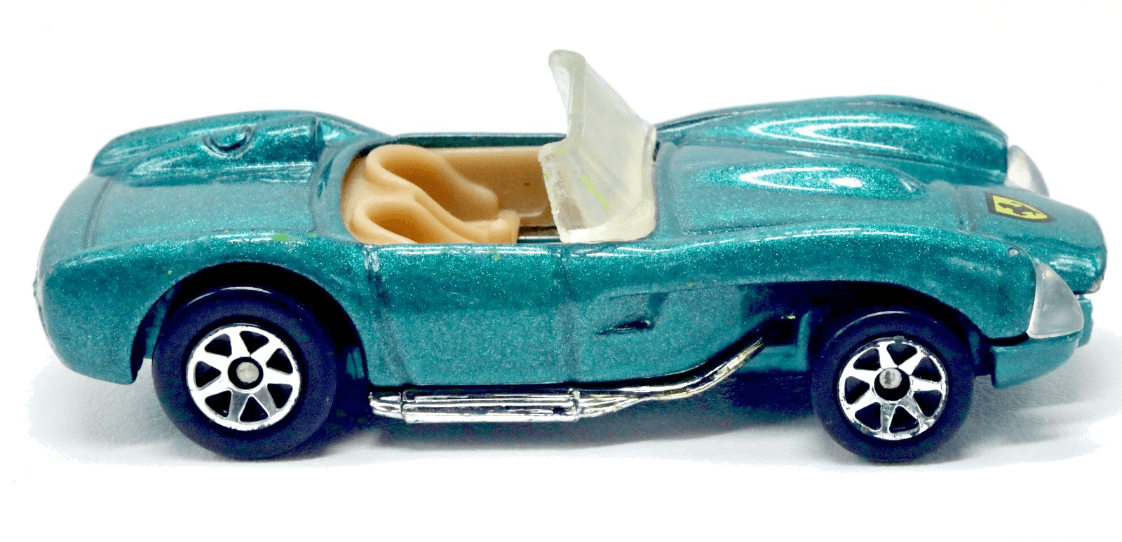 Hot Wheels ~ 1990 FERRARI 250 ~ Collector #452 ~ Green Metalflake 7 Spoke 1:64 - Thumbnail 2