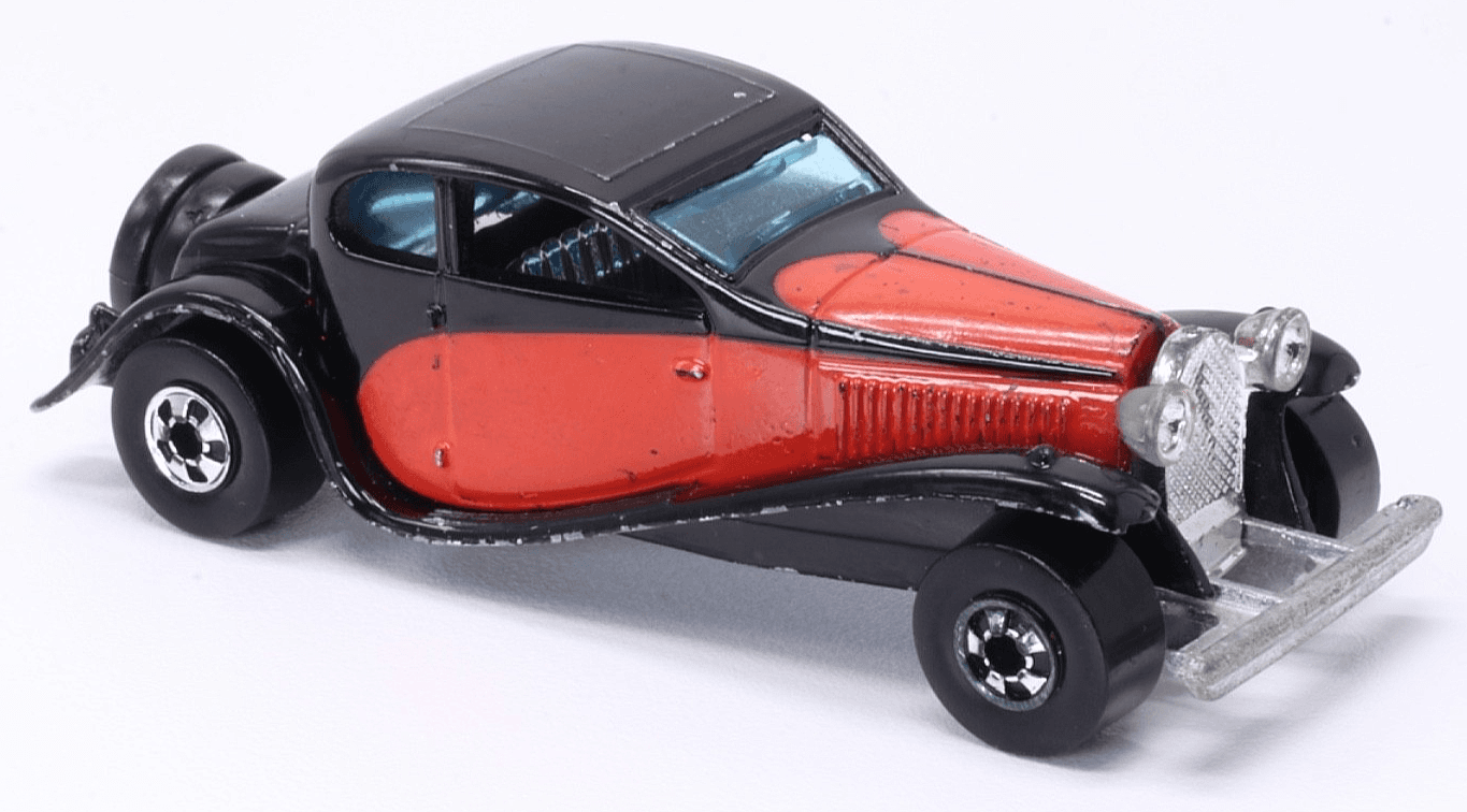 VINTAGE 1980 Hot Wheels 1937 BUGATTI ~ Black Red 1:64 Blackwall Diecast HK