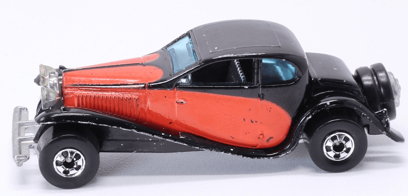 VINTAGE 1980 Hot Wheels 1937 BUGATTI ~ Black Red 1:64 Blackwall Diecast HK - Thumbnail 4
