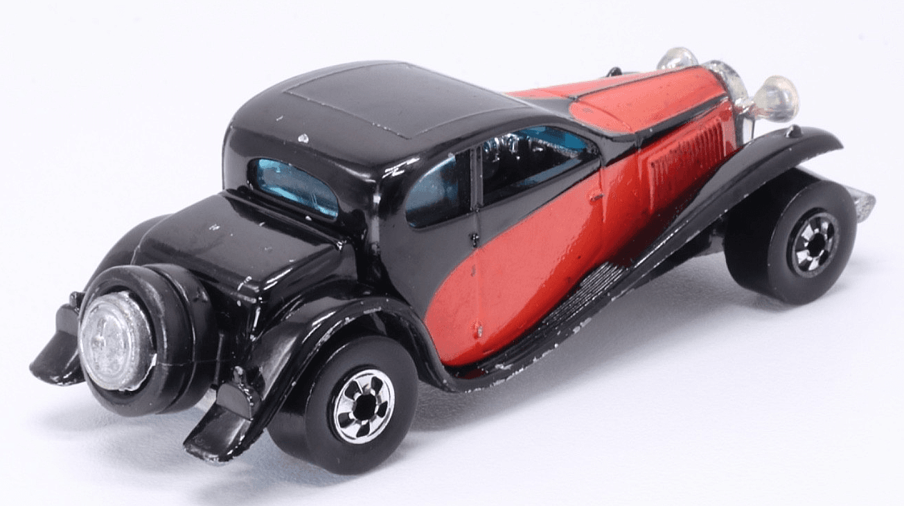 VINTAGE 1980 Hot Wheels 1937 BUGATTI ~ Black Red 1:64 Blackwall Diecast HK - Thumbnail 6