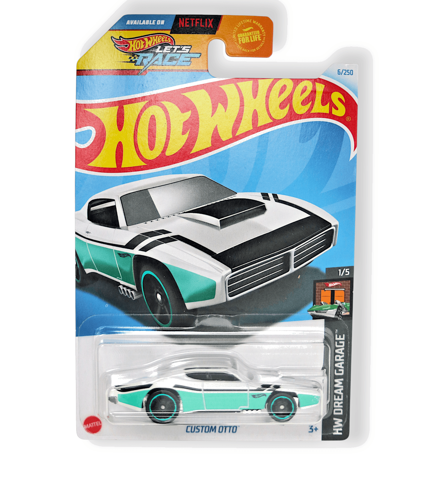 Hot Wheels 2024 CUSTOM OTTO ~ White /Teal 6/250 ~ HW Dream Garage 1/5