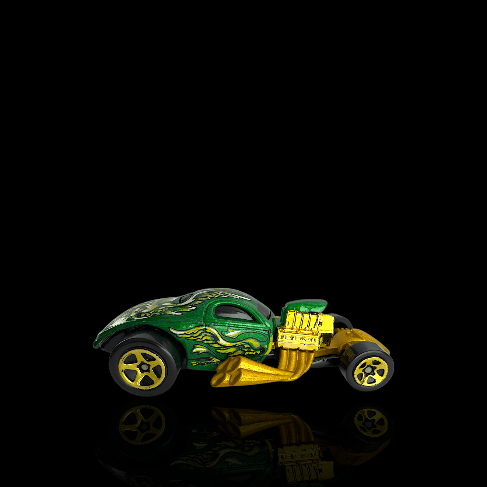 Hot Wheels 2004 Demonition 1/4 Mile Coupe Green Gold 5 Spoke #149