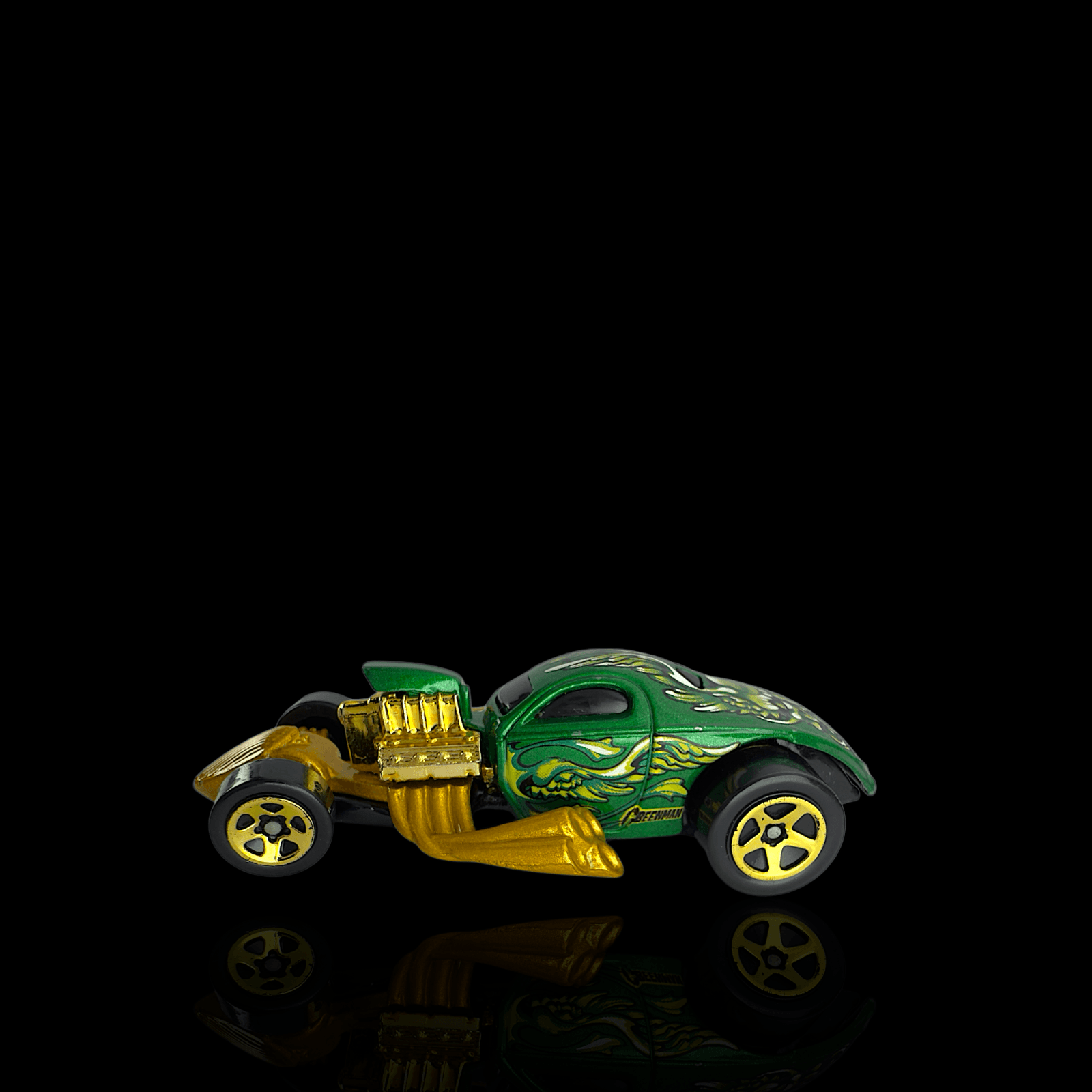 Hot Wheels 2004 Demonition 1/4 Mile Coupe Green Gold 5 Spoke #149 - Thumbnail 2