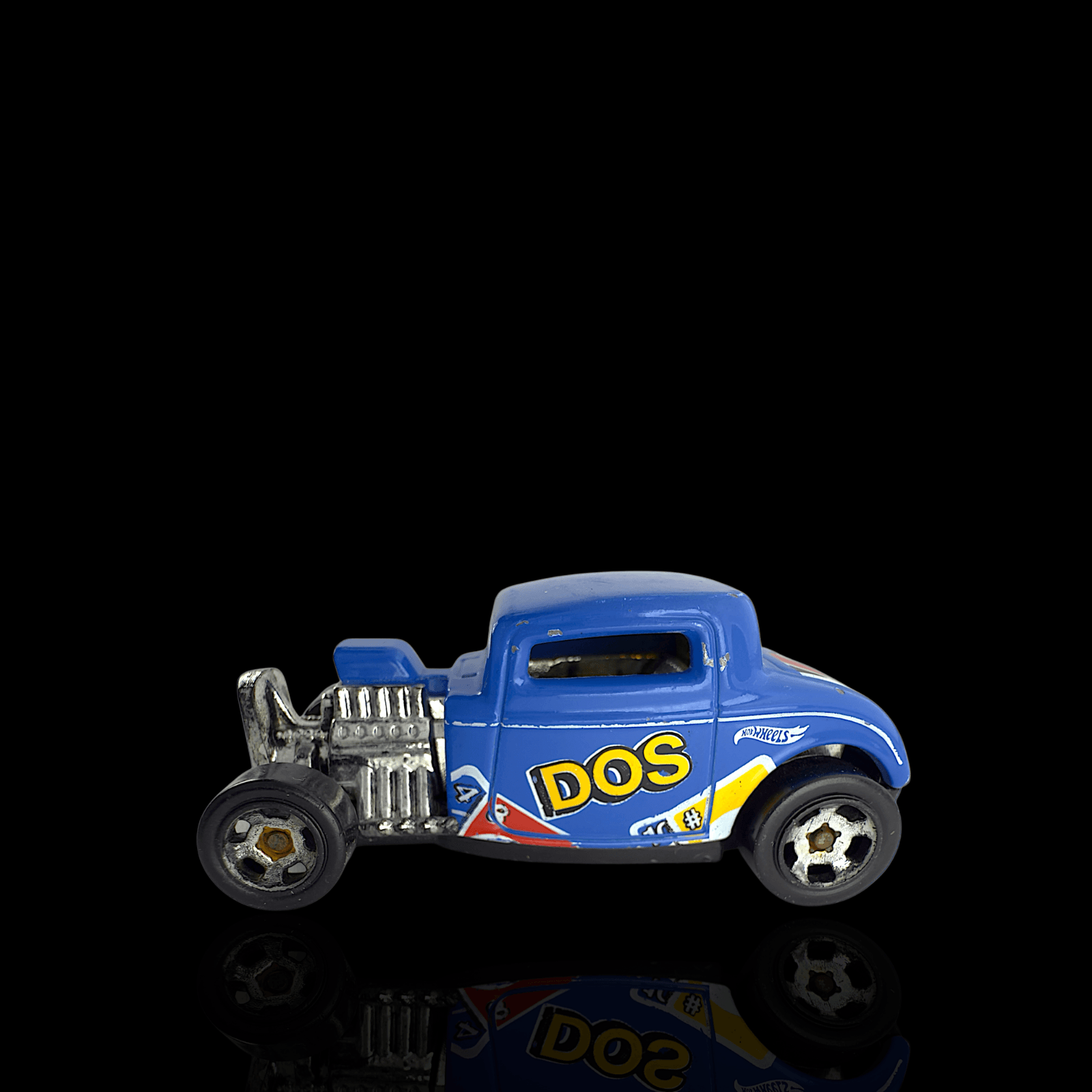 Hot Wheels 1932 Ford ~ DOS Blue Mattel Games 1/5 ~ #27 Coupe Diecast - Thumbnail 3