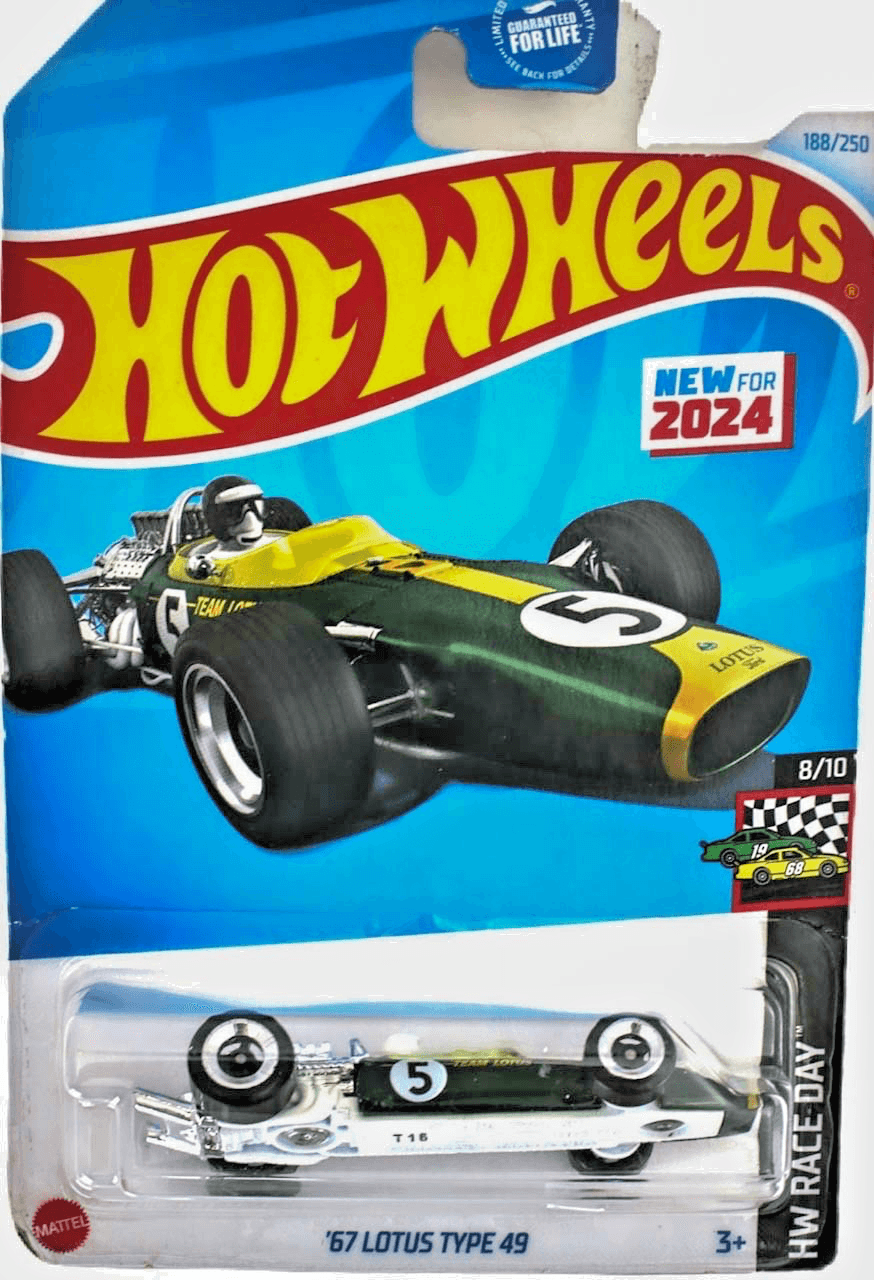 2024 Hot Wheels '67 LOTUS TYPE 49 ~ Green ~ HW Race Day #8/10 ~ 188/250 - Thumbnail 2