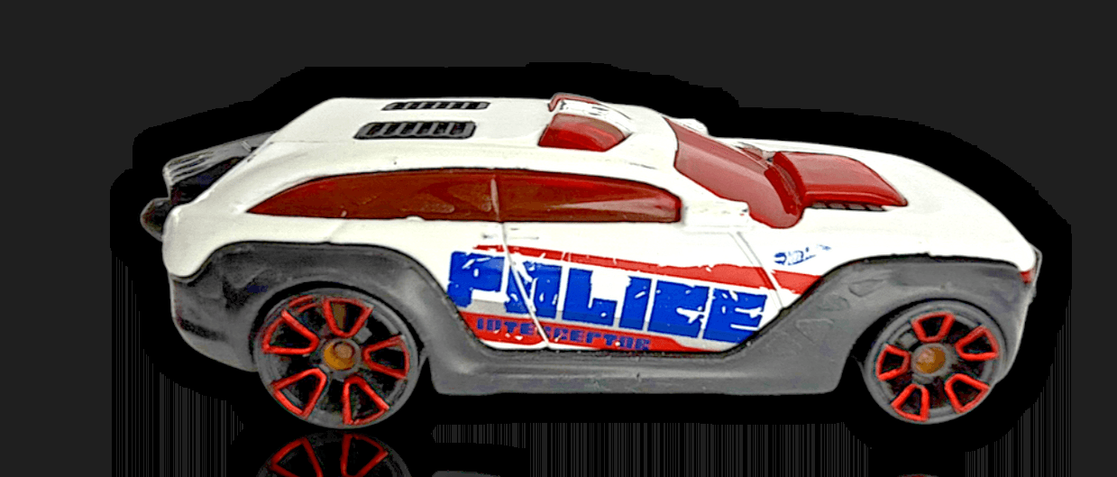 HOT WHEELS ~ 2012 PURSUIT INTERCEPTOR ~ WHITE DIECAST POLICE CAR W/ RED & BLUE
