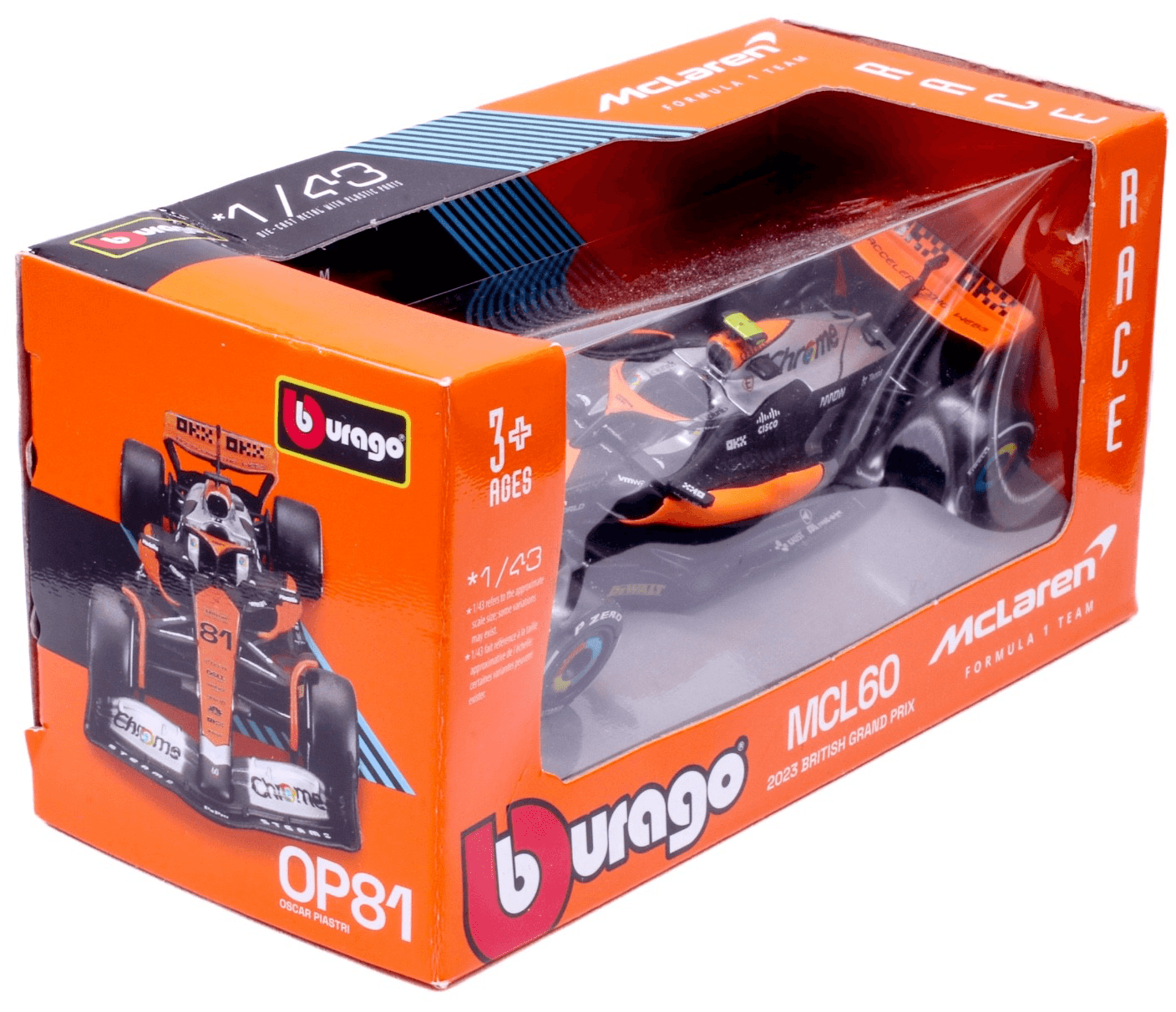 Bburago ~ 2023 F1 British GP ~ MCLAREN MCL60 ~ #4 Lando Norris ~ 1:43 Diecast - Thumbnail 8
