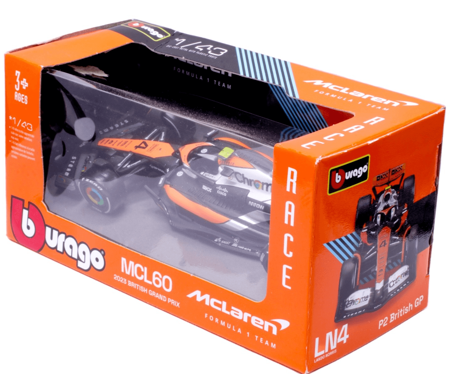 Bburago ~ 2023 F1 British GP ~ MCLAREN MCL60 ~ #4 Lando Norris ~ 1:43 Diecast - Thumbnail 6