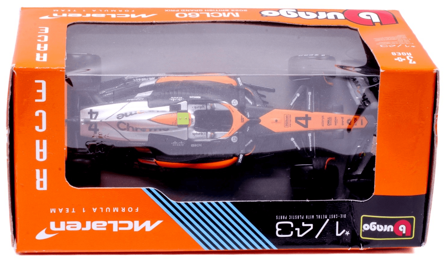 Bburago ~ 2023 F1 British GP ~ MCLAREN MCL60 ~ #4 Lando Norris ~ 1:43 Diecast - Thumbnail 4