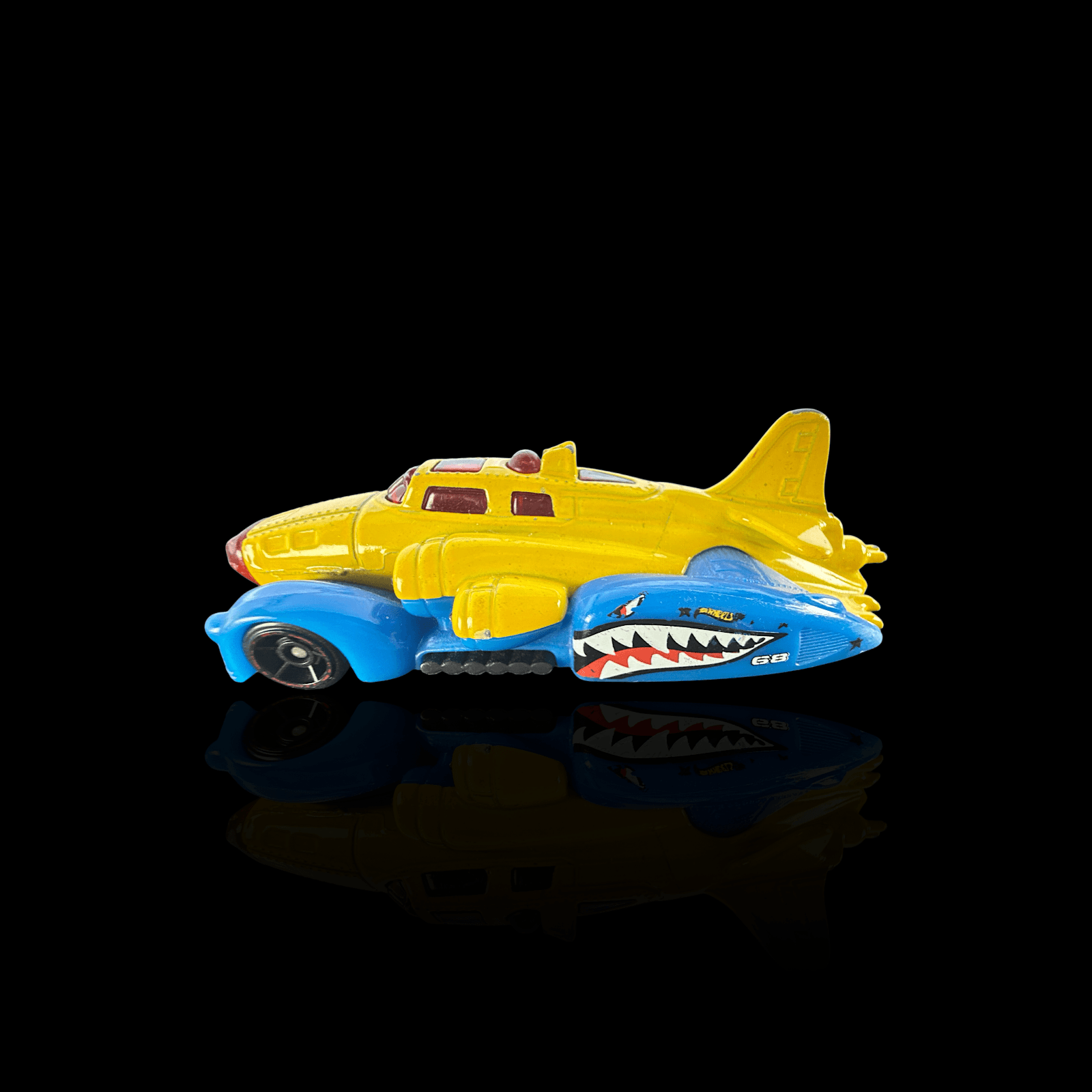 Hot Wheels Fast Fortress Yellow Blue Shark Plane Diecast Toy Car - Thumbnail 2