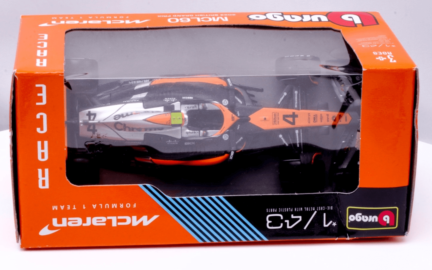 Bburago ~ 2023 F1 British GP ~ MCLAREN MCL60 ~ #4 Lando Norris ~ 1:43 Diecast - Thumbnail 5