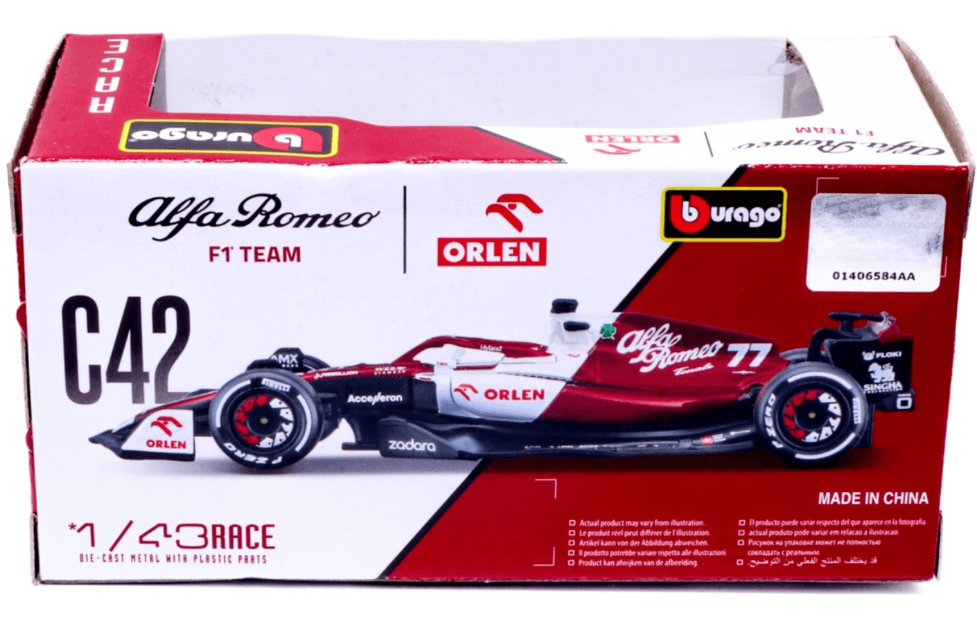 Bburago ~ ALFA ROMEO F1 Team ORLEN C42 F1 ~ VALTTERI BOTTAS #7 ~ 1/43 Diecast - Thumbnail 3