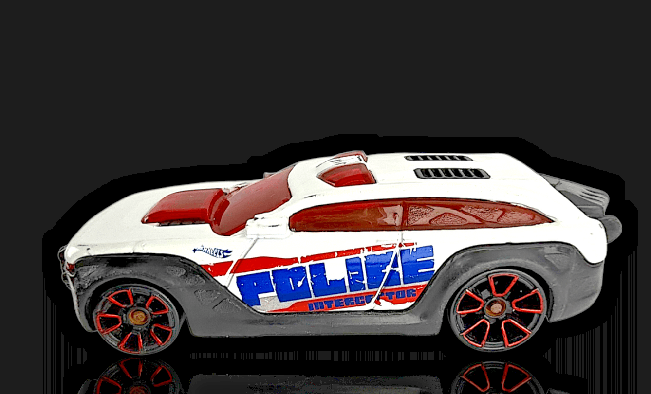 HOT WHEELS ~ 2012 PURSUIT INTERCEPTOR ~ WHITE DIECAST POLICE CAR W/ RED & BLUE - Thumbnail 2