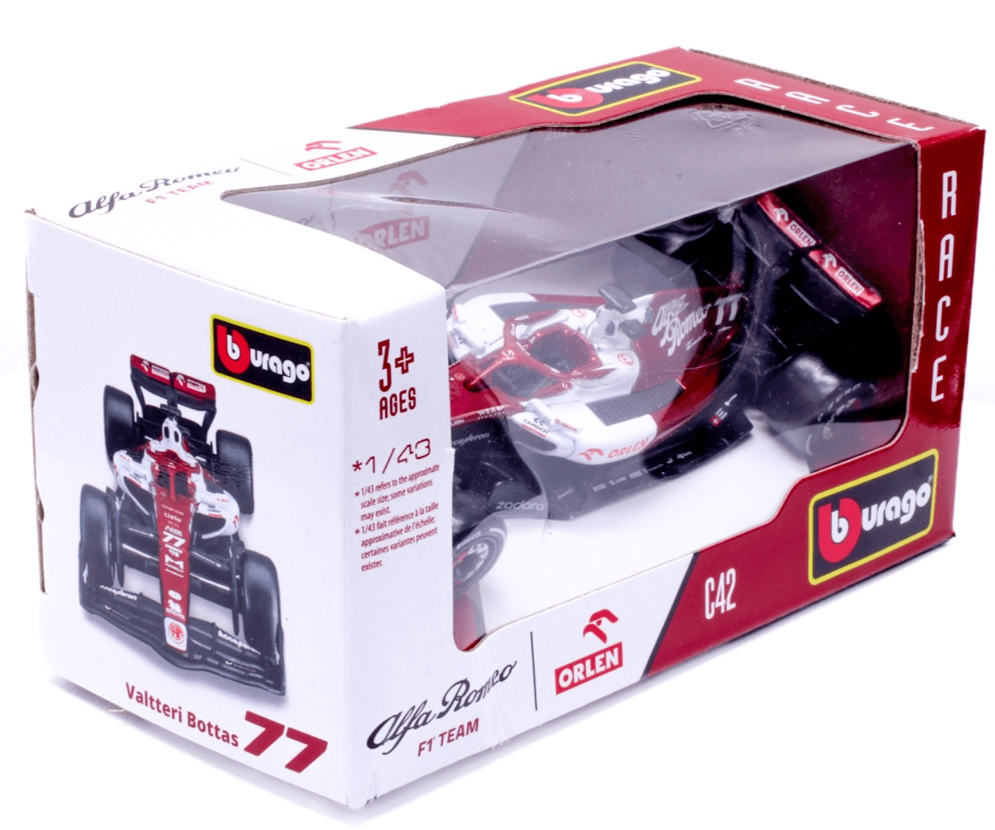 Bburago ~ ALFA ROMEO F1 Team ORLEN C42 F1 ~ VALTTERI BOTTAS #7 ~ 1/43 Diecast - Thumbnail 2