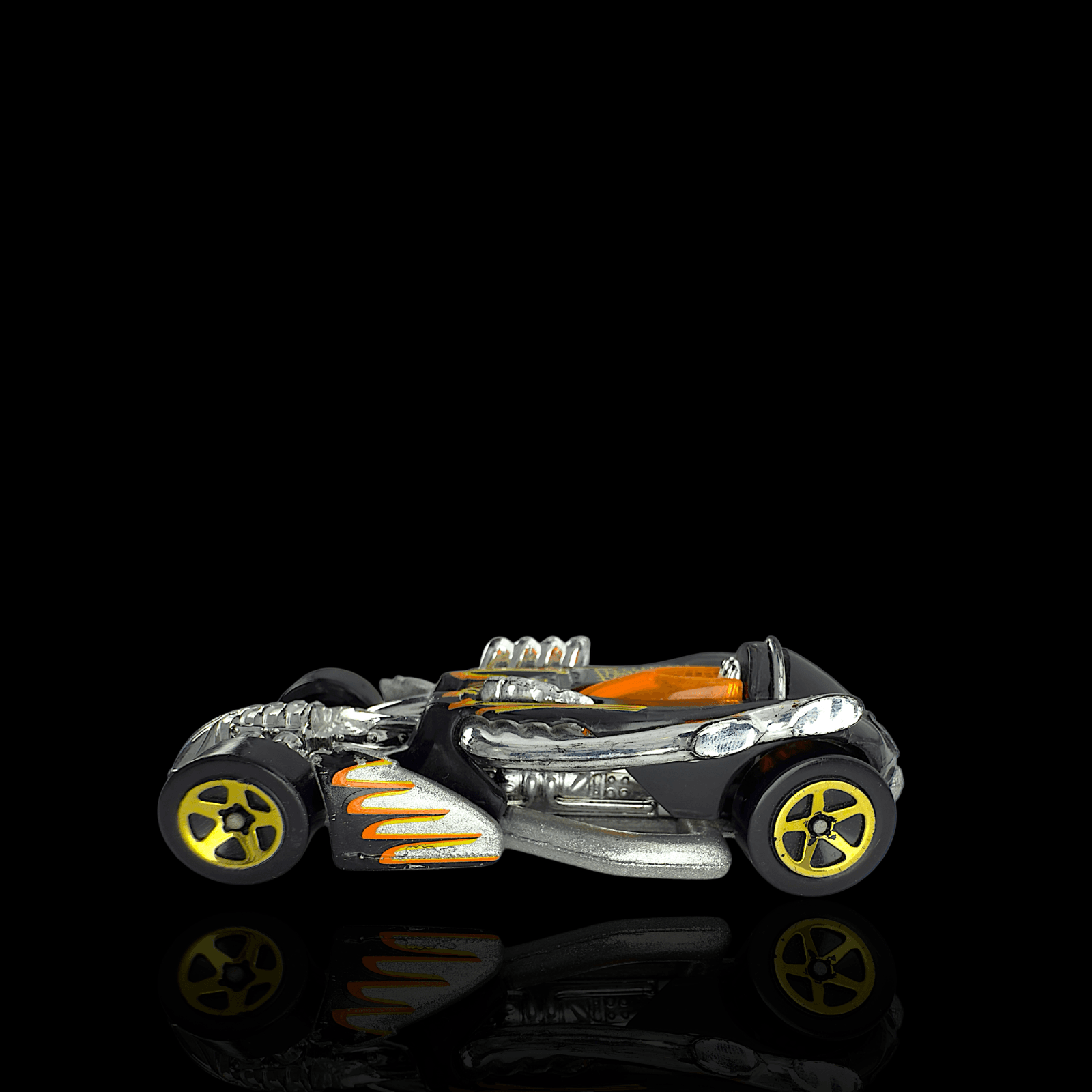Hot Wheels 1998 Salt Flat Racer ~ Black Yellow Stripes HW Mainline Series - Thumbnail 2