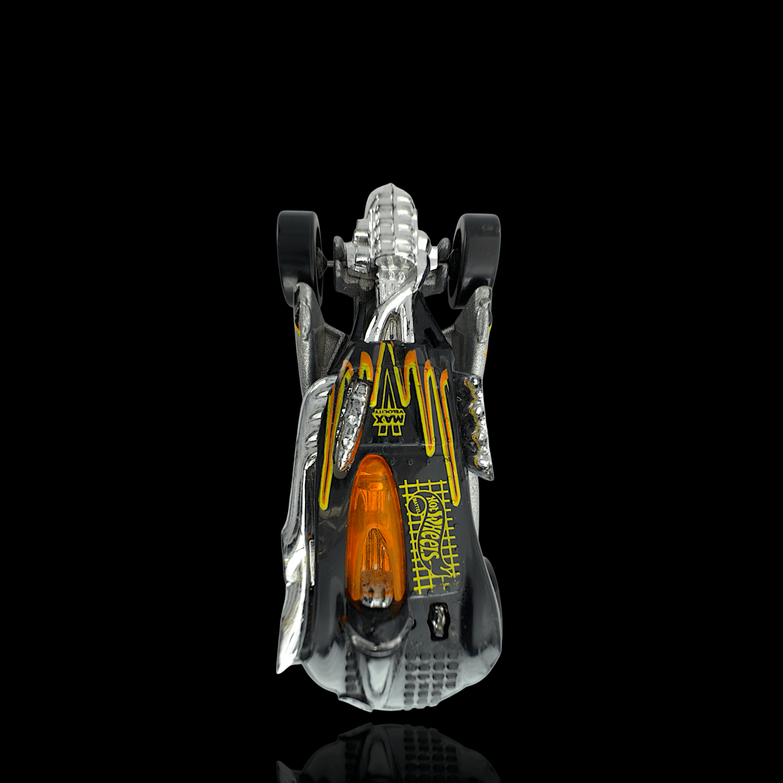 Hot Wheels 1998 Salt Flat Racer ~ Black Yellow Stripes HW Mainline Series - Thumbnail 3