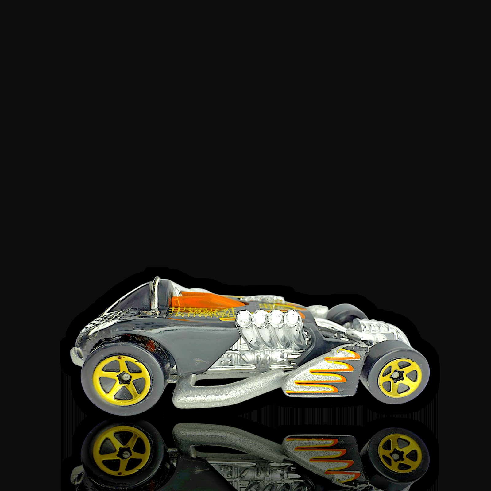Hot Wheels 1998 Salt Flat Racer ~ Black Yellow Stripes HW Mainline Series