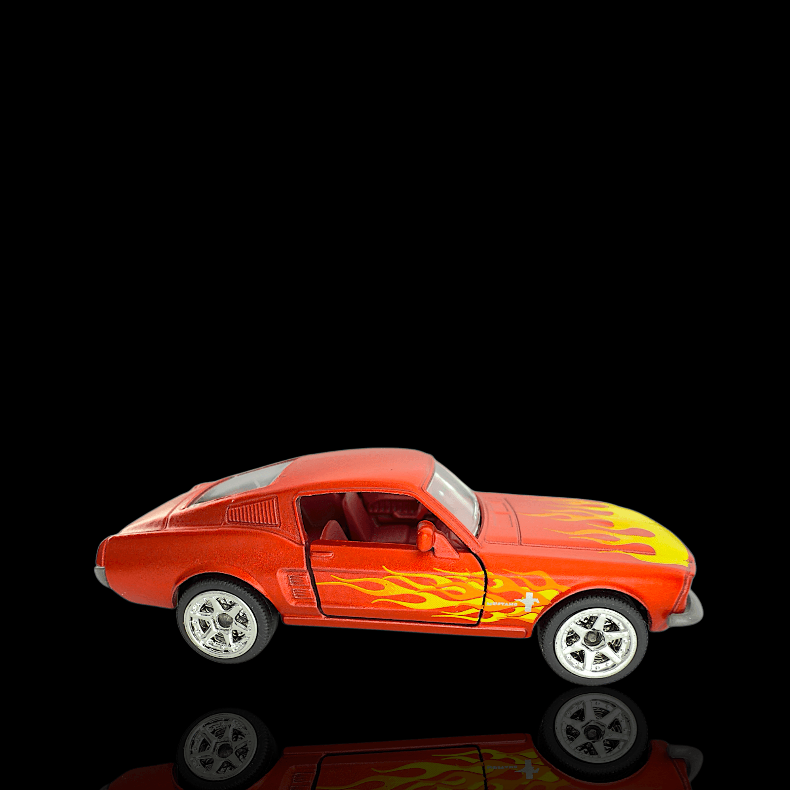 Majorette 1967 Ford Mustang Fastback Red Yellow Flames Diecast 1:64 Car