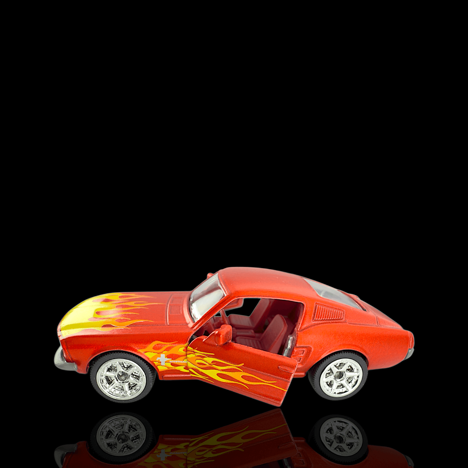 Majorette 1967 Ford Mustang Fastback Red Yellow Flames Diecast 1:64 Car - Thumbnail 5