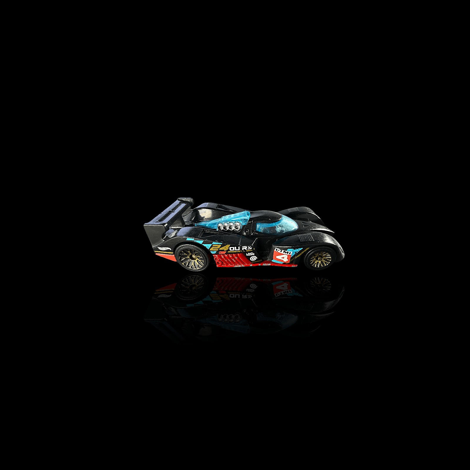 Hot Wheels 24 Ours ~ Black Race Car ~ Diecast ~ Gold Wheels