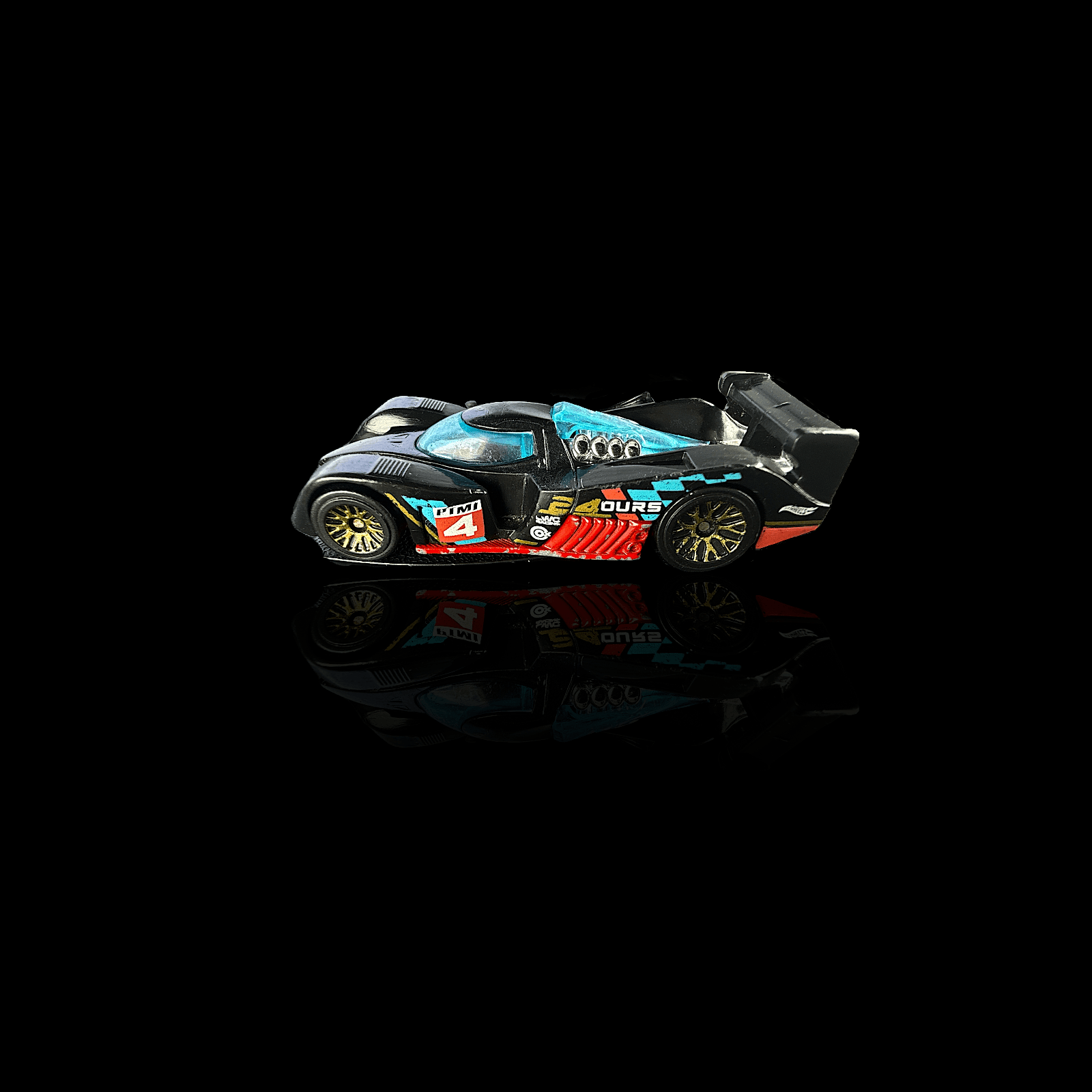 Hot Wheels 24 Ours ~ Black Race Car ~ Diecast ~ Gold Wheels - Thumbnail 2