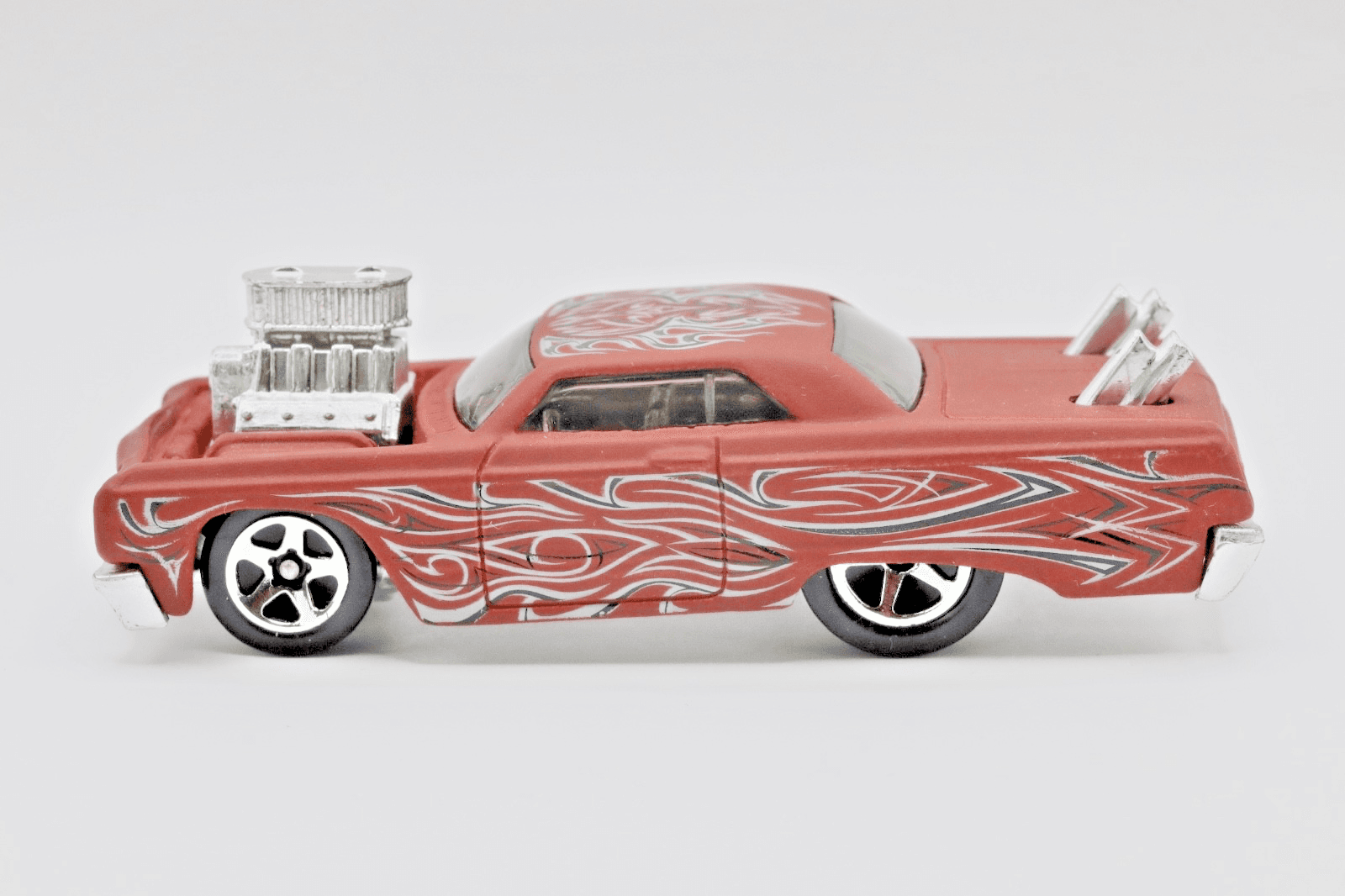 Hot Wheels ~ 1964 CHEVY IMPALA "Tooned" ~ Brown Flames Diecast 1:64 Car - Thumbnail 2