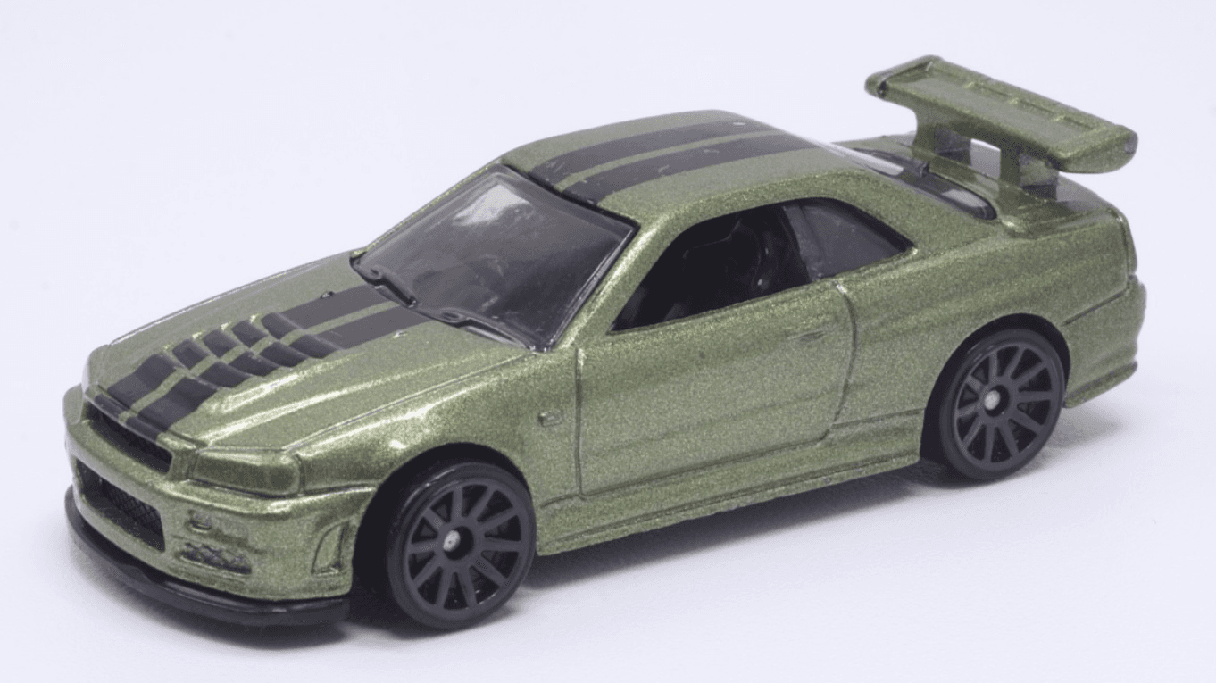 Hot Wheels ~ 2019 NISSAN SKYLINE GT-R (BNR34) ~ 2/5 Olive Green 45/250 - Thumbnail 2