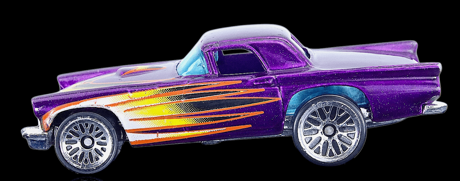 Hot Wheels ~ 1957 FORD THUNDERBIRD ~ Purple Flames ~ 1:64 Diecast Toy Car - Thumbnail 2