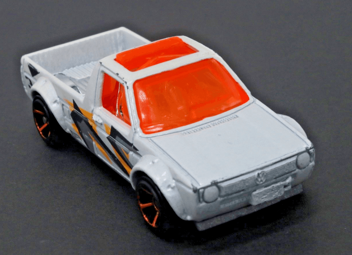 Hot Wheels ~ 2014 VOLKSWAGEN CADDY ~ White Pickup ~ Orange Windows 1:64 Diecast
