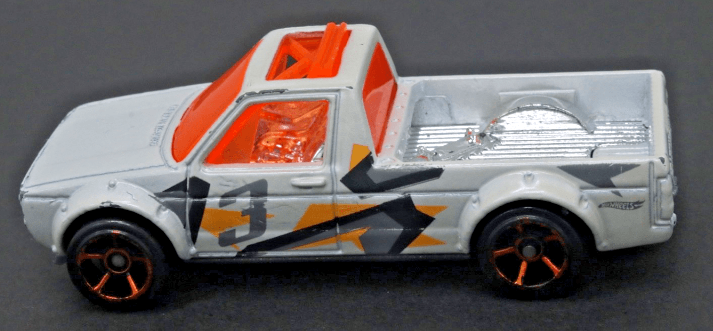 Hot Wheels ~ 2014 VOLKSWAGEN CADDY ~ White Pickup ~ Orange Windows 1:64 Diecast - Thumbnail 4