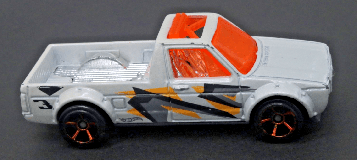 Hot Wheels ~ 2014 VOLKSWAGEN CADDY ~ White Pickup ~ Orange Windows 1:64 Diecast - Thumbnail 3