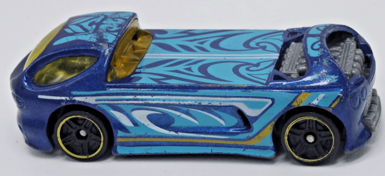 2019 Hot Wheels Wave Cravers ~ DEORA II ~ Blue Yellow Rim Loose 1:64 - Thumbnail 4