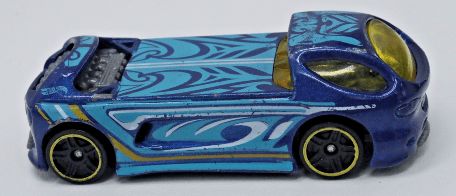 2019 Hot Wheels Wave Cravers ~ DEORA II ~ Blue Yellow Rim Loose 1:64 - Thumbnail 3