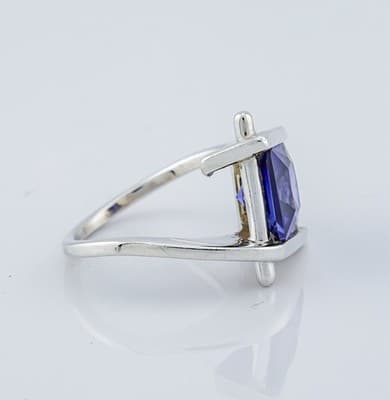 SVG 925 SILVER BYPASS WITH SIMULATED OR LAB CREATED TANZANITE - SIZE 5 1/2 - Thumbnail 5