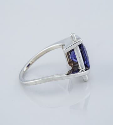 SVG 925 SILVER BYPASS WITH SIMULATED OR LAB CREATED TANZANITE - SIZE 5 1/2 - Thumbnail 3
