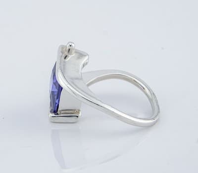 SVG 925 SILVER BYPASS WITH SIMULATED OR LAB CREATED TANZANITE - SIZE 5 1/2 - Thumbnail 2